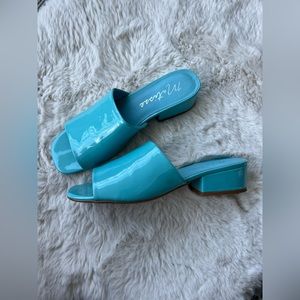 Matisse Plantain Patent Mule Teal Slide Sandal Size 9